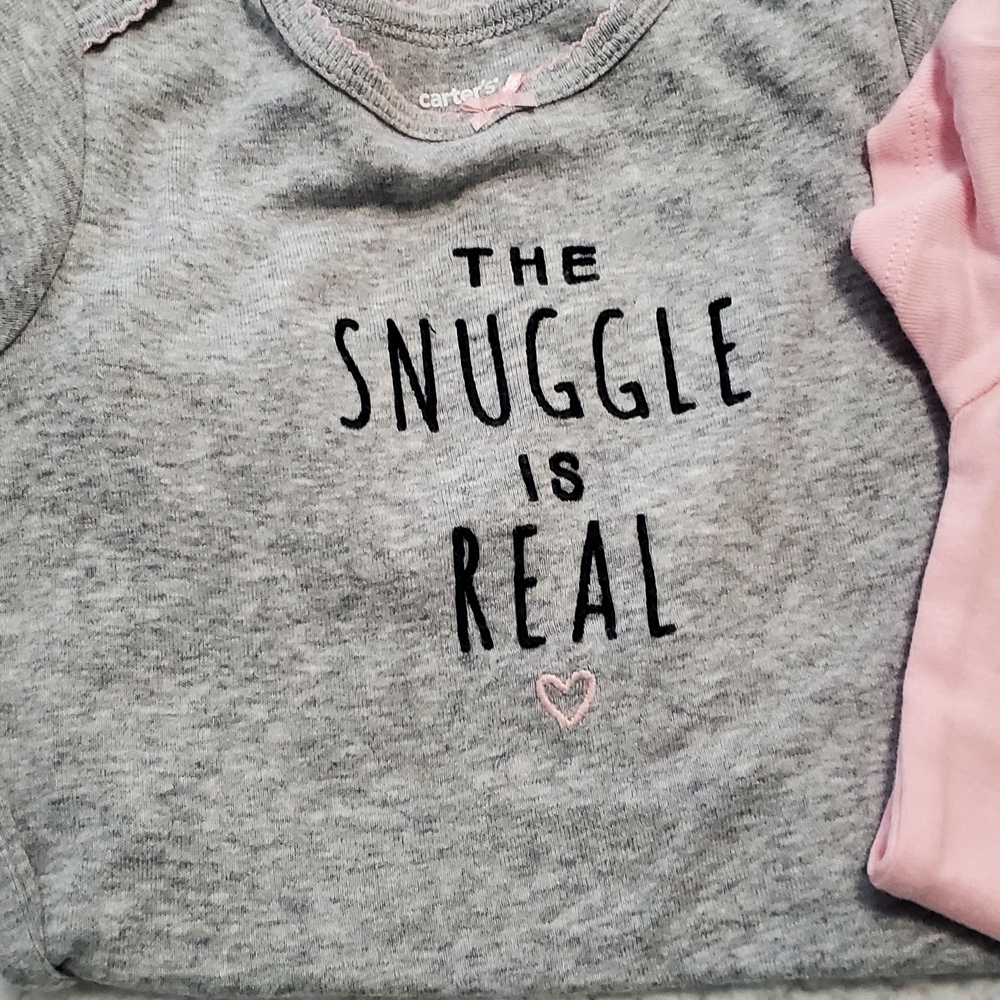Carter's Bundle Of 3 Onsie's -  Gray and Pink Kids Shirt -